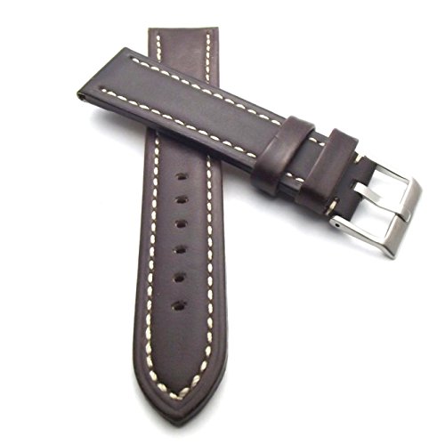 22 mm Uhrenarmband Breitdornschliee dunkelbraun Uhrband Uhren echt Rindleder Armband, weier Naht 22 mm Uhrenarmband Breitdornschliee dunkelbraun Uhrband Uhren echt Rindleder Armband, weier Naht
