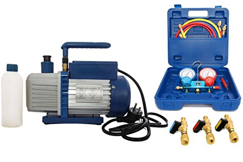 Vakuumpumpe Unterdruckpumpe 42L inkl. Monteurhilfe R410a + Kugelventile