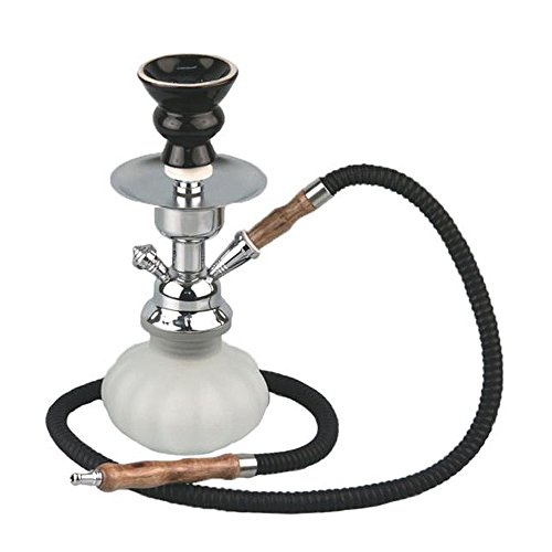 24cm Reise Mini Shisha Weiss mit 1 Schlauch + Tonkopf + Dichtungen