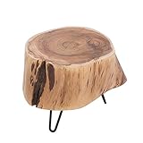 Material Massivholz, Akazie Riess Ambiente Massiver Beistelltisch Baumstamm Goa 35cm Akazie Hairpin Leg Couchtisch Akazienholz Baumscheibe Metall Schwarz