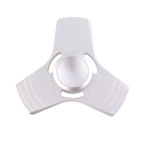 Finger Spinner 100% Metal Alloy Spinner EDC Hand Spinner Fast Spinning 3-Finger Toy with High Speed Stainless Steel Bearing Rotating 1-3 minute Stress Reliever Reducing Anxiety ADD ADHD Killing Time for Adults&Children (Silver)