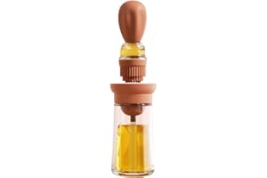 TINMIX Dispenser di olio con spazzola per barbecue, contenitore per olio e dispenser e pennello per imboscare in silicone, per cucina barbecue grigliate cottura e cottura scopino per olio colore giallo ferro