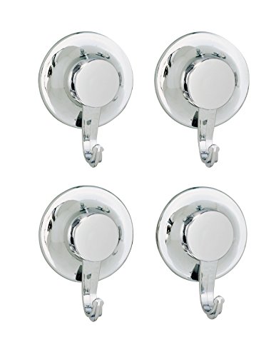 EverLoc EL-10505 Vakuumsystem - Nie wieder bohren! großes 4-er Haken-Set, Kunststoff verchromt, Durchmesser 7 cm, Metall, chrom, 6 x 4 x 9 cm