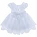 EESHOW Baby Girls Flower Rose Christening Dress Wedding Pageant Party Communion Princess Dresses White 0-3 Months