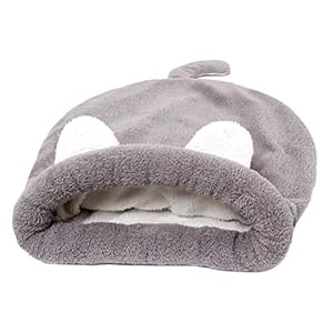 POPETPOP Cómoda y Cálida Cama para Mascotas, Saco de Dormir de Felpa para Perros Gatos – Tamaño L (Gris)