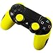 Produktbild Flexible Silikon Hülle Schutzhülle Case Skin Joypad für Sony PlayStation 4 PS4 Dualshock Wireless Controller + 2 Thumbstick Grips (Yellow)