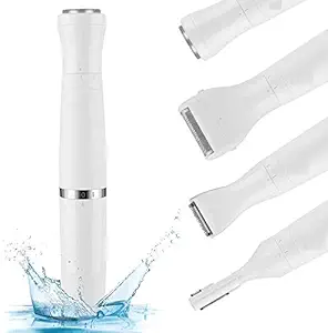 Painless Trimmer for Women Painless Facial Hair Remover Rechargeable;Waterproof Wet&Dry Ladies Trimmer;High Speed Electric Shaver for Womens Eyebrow/Armpit/Leg/Arm (White)