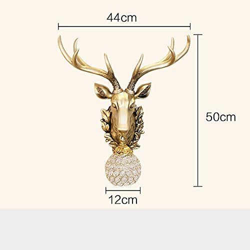 American Retro Creative Wall Light Deer Head Wall Lamp Bedroom Bedside Lamp Living Room Background Wall Aisle Corridor Lamps Living room/Bedroom/Restaurant/Christmas/Festival,B