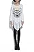 LATH.PIN Ladies Long Bat Sleeve Shirt Oversized Block Skull Poncho with Fringe FZD2969