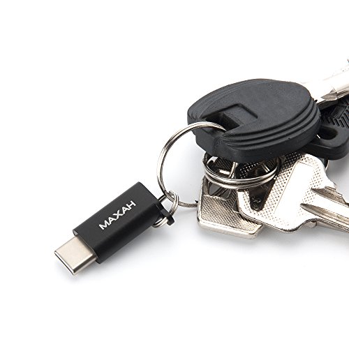Type C Adapter MAXAH USB C auf Micro USB Konverter Adapter Aluminium-Legierung Gehäuse,mit Schlüsselring,OTG kompatibel,2er Set,für USB Type C Geräte z.B. MacBook, OnePlus 2, Nexus 5X, Nexus 6P, ChromeBook Pixel, Nokia N1,Huawei P9,Huawei Nexus 6P,LG Nexus 5X,Meizu Pro 5,Microsoft Lumia 950/XL,ZUK Z1,Google Pixel C (Schwarz) - 7