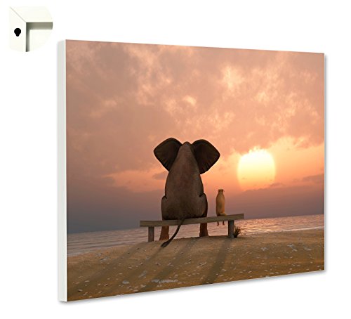 Pinnwand Magnettafel Memoboard Motiv Elefant & Hund Freundschaft (60 x 40 cm) - 3