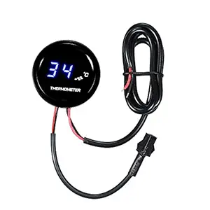 Tooarts 12V Motorcycle Thermometer Ultra-Thin Round Water Temperature Meter Gauge with Blue Light LED Display Universal TM