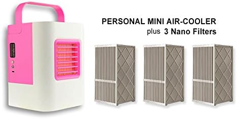 IDI AC-01S (2nd Edition) Personal Mini Air-Cooler, USB Electric Desktop Portable Air Purifier - with 3 Extra Nano Filters (Pink)
