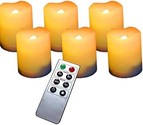 LED Candle , Florally Set of 6 Unscented Flameless Battery Powered Romantic Votive LED Candles Light With Remote Control - Suitable for Party, Weddings, Christmas, Valentine's Day , Funerals, Souvenirs - Makes a Great Gift - Stunning Decor (Warm White)