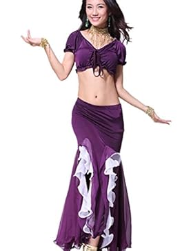 Danza del ventre Costume Set V Neck Bandage Top+Exotic Petali Split Gonna