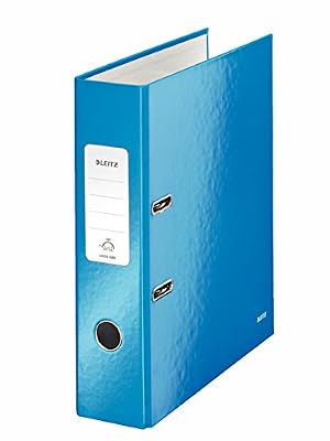Leitz Classeur à Levier, Bleu Métallisé, Couverture Plastique, A4, Dos 8,0cm, WOW, Mécanisme 180°, 10050036