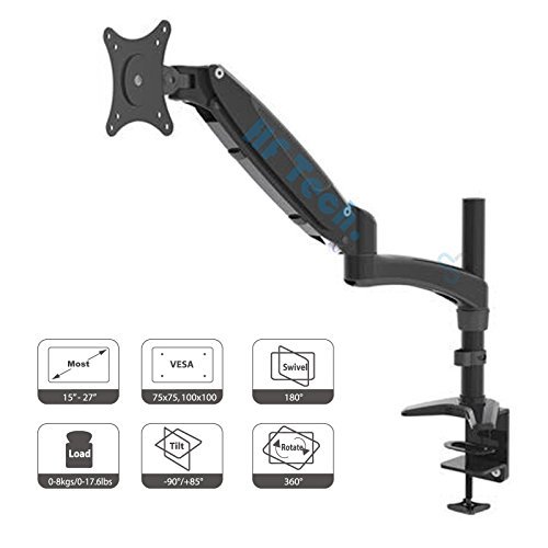 HFTEK® GM112D Tisch Monitor Standfuß Halterung Halter Tisch Stand für TFT LED LCD Bildschirm Monitor 15 - 27 Zoll mit VESA 75 / 100 (GM112D schwarz)