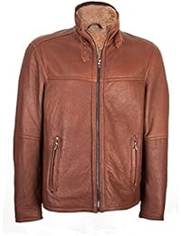 Zerimar Chaqueta de Piel para Hombre Cierre Cremallera y Bolsillos Chaqueta hombre cuero