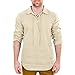 Produktbild BHYDRY Herren Baggy Baumwolle Leinen Solide Langarm Drawsting Retro T Shirts Tops BlusenX-Large,Khaki