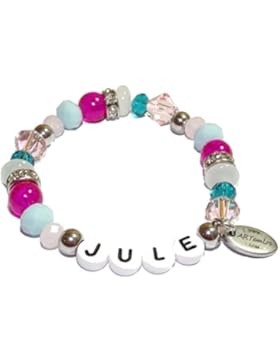 ARTemlos® Handgefertigtes Kinder-Armband mit Name aus Edelstahl und Perlen (041)