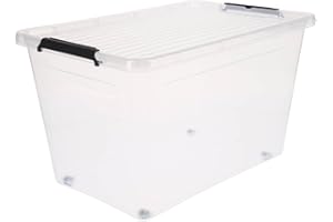 5 FIVE SIMPLY SMART AC-Déco Boite en plastique transparente 60L avec roulettes