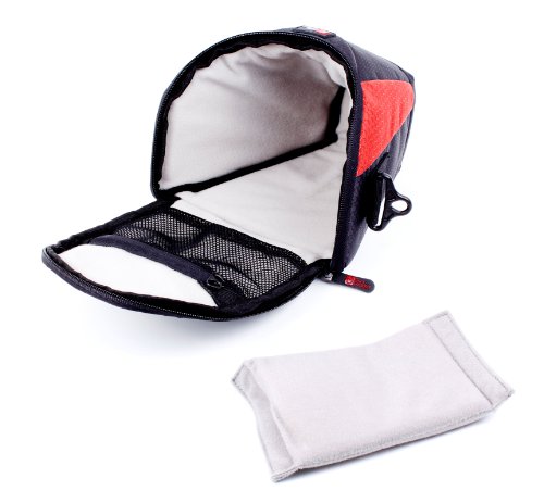 Duragadget Etui Housse de Transport pour appareils Photo Nikon 1 J5  Olympus Stylus Tough TG-4  SH-2  TG-3  TG-850  TG-860 - en Noir Rouge - poign  e rembourr  e