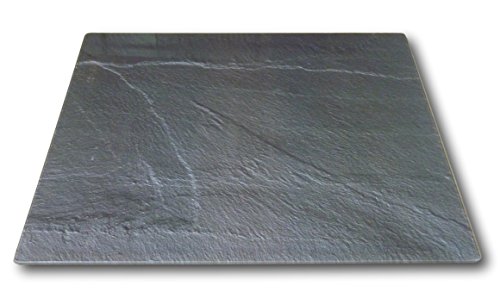 XL Glas Herdabdeckplatte Herdabdeckung Schneidebrett Abdeckplatte für Ceranfeld Induktionsfeld Schiefer Optik Kochfeld Abdeckung Spritzschutz Herdblende