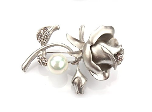 Hosaire Brosche Mode Strass Rose Blütenform Perle Broschen für Hochzeits Party Schmuck Zubehör - 6