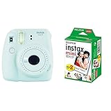 Fujifilm - Instax Mini 9 - Pack d'Appareil photo instantané avec 1 Film Monopack - Blanc & Fujifilm - Twin Films pour Instax Mini - 86 x 54 mm - Pack 2 x 10 Films