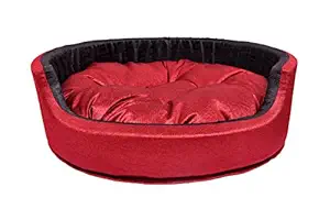 Slatters Be Royal Store Round Shape Reversible Double Ultra Soft Ethnic Velvet Luxury Sofa Bed for Dog/Cat/Pets/Puppy, Puppies/Rabbit.(Color Maroon Black) Small Size: 68 * 68 * 20 cm.