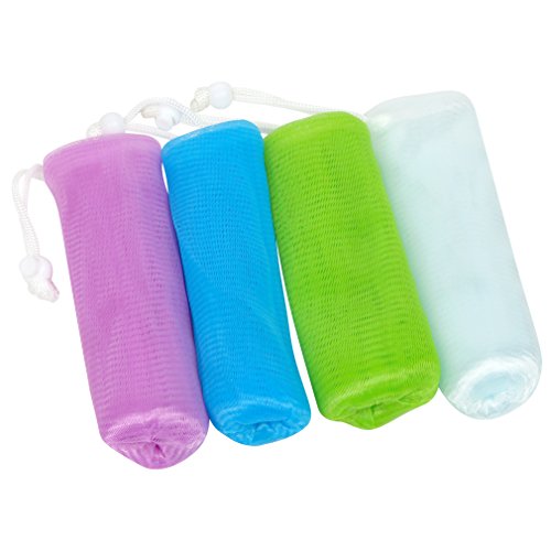 Evelots Exfoliating Soap Saver Mesh Pouches,Bath Shower Scrubs,Bathroom,Set Of 4