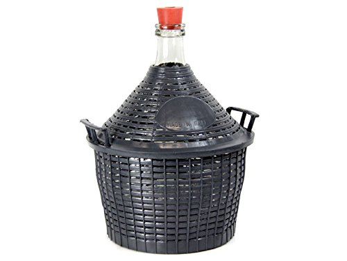 Weinballon mit Kunststoffkorb + Gummistopfen Glasflasche Glasballon10 L