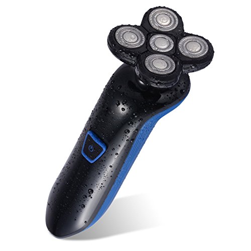 DIY Bald Hair Clipper, TurnRaise Washable Cordless 5 Head Rotary Shaver Razor, Special Design for Bald Head