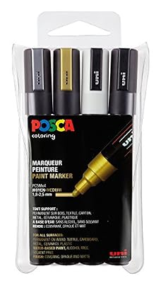 Uniball UNI-Ball Marqueur 182504 – Uni Posca avec mittelfeiner Pointe Ogive, Lot DE 4