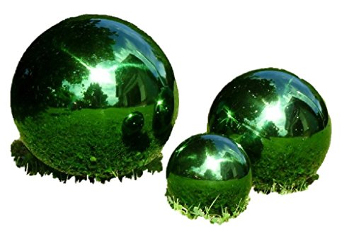 3 er Set Dekokugel in Grün ca. Ø 20cm, Ø 15cm und Ø 10cm Edelstahl Kugel