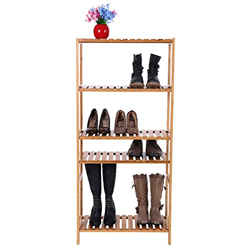 Songmics 5 Ablagen Badregal Küchenregal Standregal Schuhregal Blumenständer Bücherregal Bambusregal 130 x 60 x 26 cm BCB35Y - 8