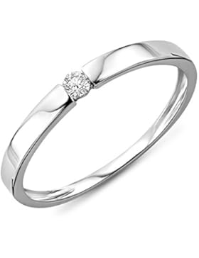 Miore Damen Weißgold Diamant Solitär Verlobungsring 14KT (585), Brillant 0.05 ct