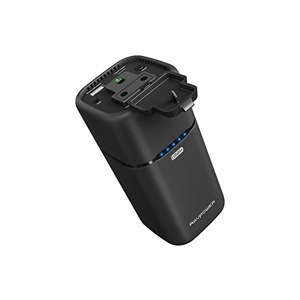 RAVPower 65W 20100mAh Powerbank AC im Flugzeug Tragbar Ladegerät mit USB C Anschluss und USB iSmart Port Powerstation Reiseladegerät für MacBook, Laptops, Smartphone, Tablet und Weitere