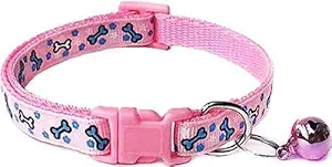 RvPaws Dog Collar | Puppies Collar | Cat Collar Small Printed Adjustable Cat Everyday Collar 10 MM, 18-30 cm (Pink)