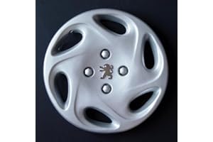 RIXTO Juego de 4 tapacubos adaptables – para Peugeot 206/106/306/406/806/Ranch/Bipper – Diámetro 14" – con Logotipo Cromado – No Originales