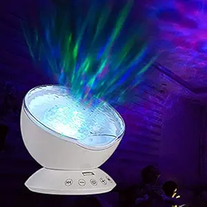 Frixen Ocean Wave Projector Remote Control Undersea Wave Ceiling Projector Music Player Timer Night Light Projector for Kids Bedroom Living Room Decoration