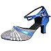 Produktbild Deloito Damen Mid-High Heels Glitter Tanzschuhe Ballsaal Latin Tango Rumba Tanzschuhe Frauen Riemchen Strass Sandaletten Party Tanzschuhe Brautschuhe (Blau,41 EU)