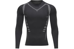 Smatstyle Maglietta Compressione Uomo Traspirante da Asciugatura Rapida Maglia Termica Manica Lunga per Allenamento Palestra Corsa