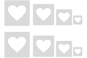 CSDPC 8Pcs Template for Crafts, Heart/Snow/Circles Shaped Templates,Reusable Painting Stencils, Plastic Templates Stencils for DIY Drawing Crafts, Home Decoration, Wall Decor,Airbrush Painting (Heart)