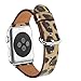 Produktbild WFEAGL Kompatibel mit Armband 38mm 40mm, Top Grain Lederband Ersatzband mit Edelstahl-Verschluss mit für Serie 4/3/2/1, Sport, Edition (38mm 40mm Leopard+Silber Adapter)