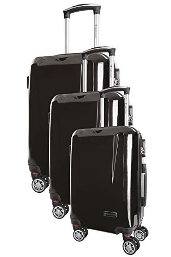 Platinium Southport Valigie Trolley ABS rigido 8 ruote Set di 3 (L,M,S) Nero