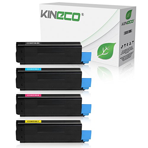 4 Toner kompatibel zu OKI C3100, C3200, C5100, C5200, C5250, C5300, C5400, C5450, C5510 - Schwarz 6.000 Seiten, Color je 6.000 Seiten