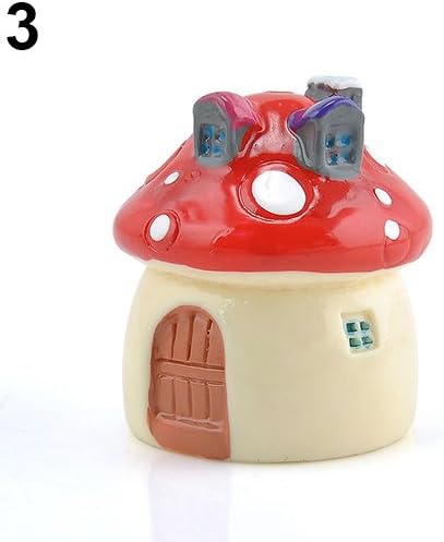 Gemini_mall Miniature Fairy Garden Mushroom House Ornament Dollhouse Plant Pot Figurine DIY Outdoor Decor Home Decoration (M(3.4 * 3 * 3cm), Red)