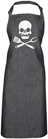 123t Funny Aprons Skull And Utensils Joke BBQ Barbecue Kitchen Cooking PREMIER APRON - The Perfect unique Gift present for Christmas Birthday Mum Dad Wife Husband Cook Chef
