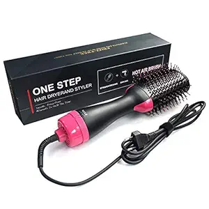 MATIQSTAR Womens One Step Portable Salon Electric Blow Hair Curler Dryer and Styler Comb Oval Hot Air Brush Straightener Volumizer with Ionic Technology 1000 Watts, Black